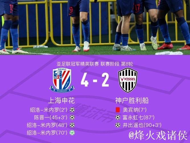 亚冠-米内罗上演帽子戏法 上海申花力克神户胜利船
